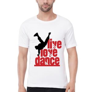 Caseria Men's Cotton Printed T-Shirt -Live Love Dance | 100% Cotton | Half Sleeves | Regular Fit | Printed | Round Neck | Graphic T Shirt